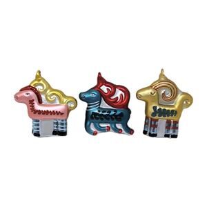Ikea Vinterfint Set of 3 Christmas Ornaments Goat Reindeer Horse Multicolor RARE